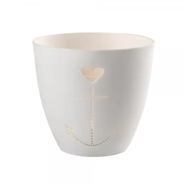 Begrenztes Angebot Räder Design Teelichthalter Poesielicht Meer als Worte Herz Anker Weiß (9cm)