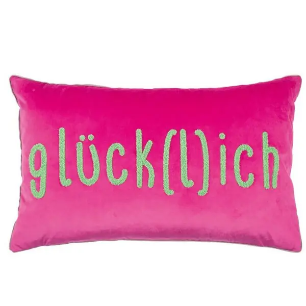 Schneller Versand pad Kissenhülle Letters Glücklich Hot Pink (35x60cm)