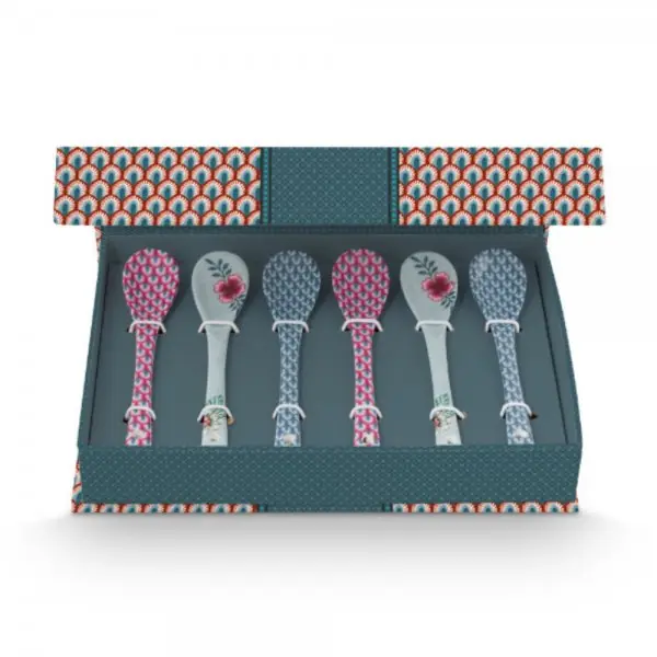 Pip Studio Teelöffel Set Giftset Oriental Flower Festival Porzellan Hellblau (6-teilig) Letzte Chance