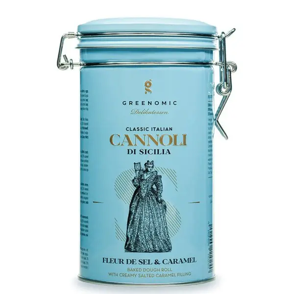 Gratis Versand Greenomic Cannoli Fleur de Sel & Caramel sizilianisches Gebäck in Dose (200g)