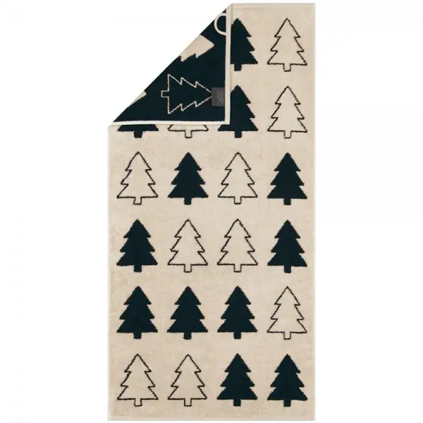Ab Werk Cawö Handtuch Two-Tone Christmas Edition Tannenbäume Natur-Schwarz (50x100cm)