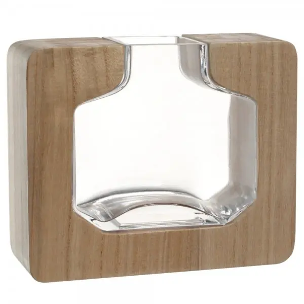 LEONARDO Vase Autentico Holz Glas (17,5cm) Abverkauf