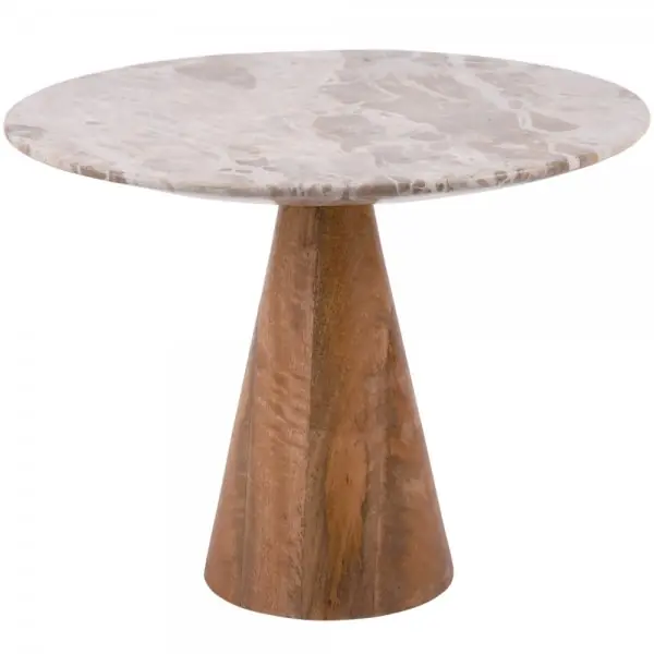 Neuheit Leitmotiv Tisch Force Marble Brown Mango Wood Base (35x40cm)