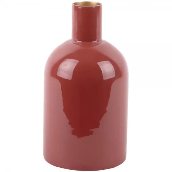 Markenware Present Time Vase Ivy Bottle Straight Iron Enamel Ochre Red (4x21cm)