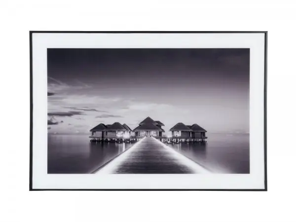 Present Time Bild Photo art Water Cottage Glas Black & White (40x60cm) Großhandel
