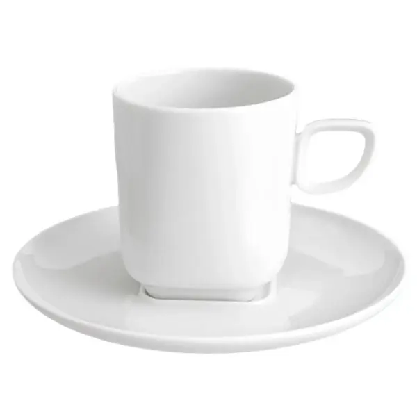 Echt Meissen Kaffeetasse mit Untertasse Nova Weiß (2-teilig)