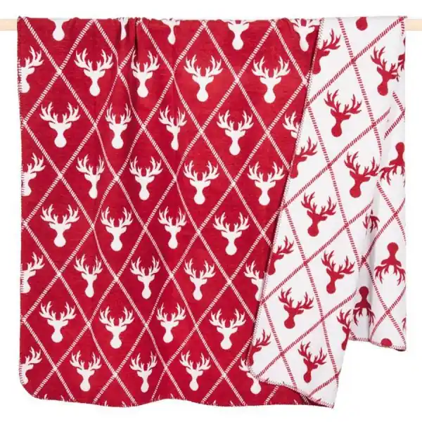 Neuheit pad Decke Canada Hirschköpfe Rot (150x200cm)