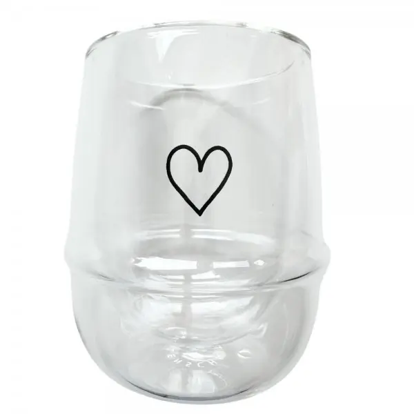 Eulenschnitt Doppelwandiges Glas Herz (200ml) Preisknaller