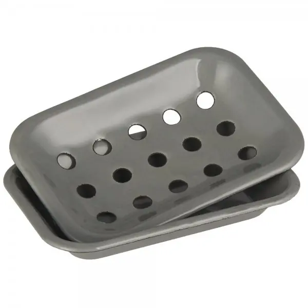 Knallerangebot Ib Laursen Seifenschale in 2 Teilen Emaille Grau (10,5x2,5x15,5cm)