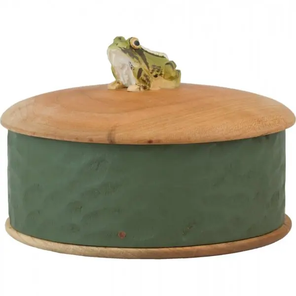 Wildlife Garden Holzkästchen mit Deckel Rund Frosch Grün (13cm) Premium