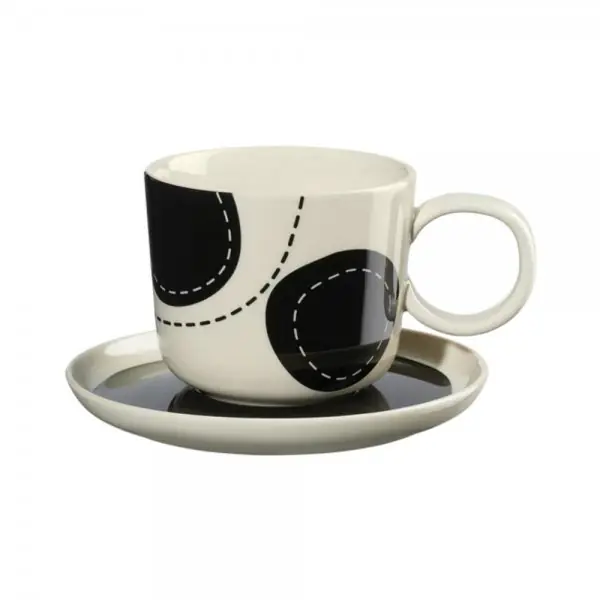 Ausverkauf Asa Kaffeetasse mit Untertasse Variété Artiste Schwarz-Weiß (2-teilig)