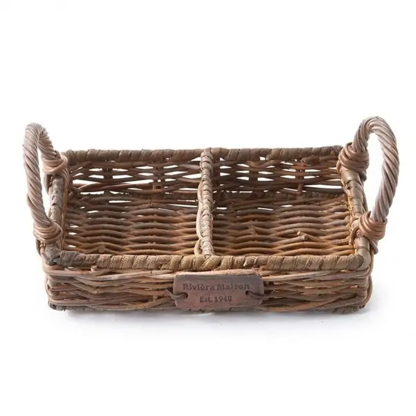 Markenware Riviera Maison Tablett für Seifenspender und Zahnputzbecher Rustic Rattan