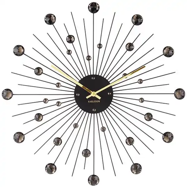 Karlsson Wanduhr Wall Sunburst Crystal Schwarz (50cm) Preisknaller
