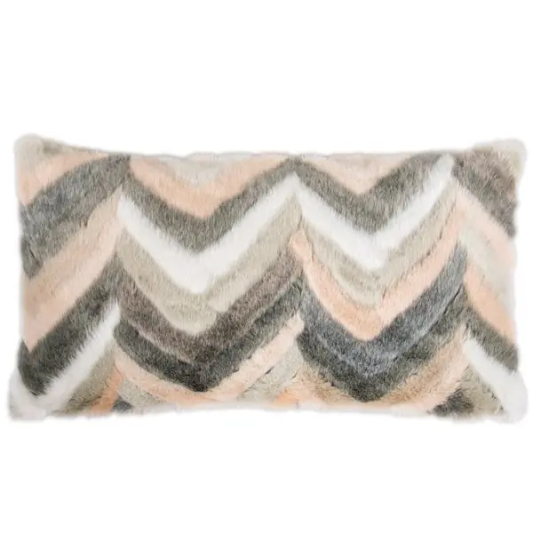 Exklusiv PAD Kissenhülle Pulse Kunstpelz Grau Rose (35x70cm)