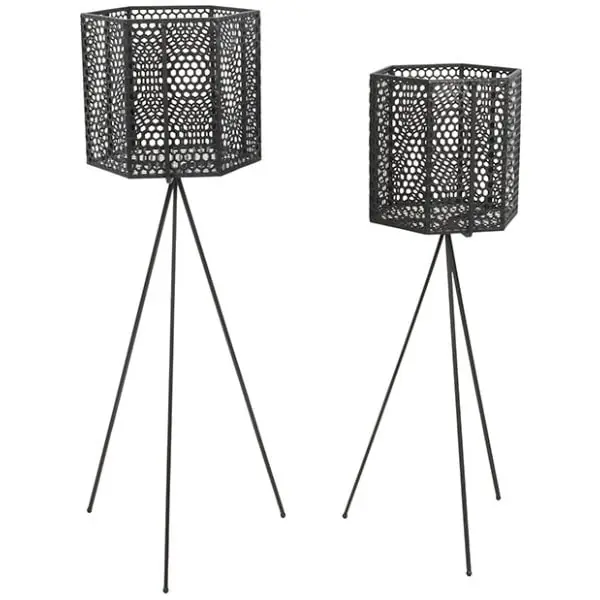 Angebot Present Time Blumentopf-Set Mesh Hexagon Schwarz (2-teilig)