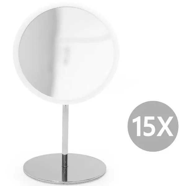 Bosign Make-Up Spiegel Airmirror mit Standfuß Weiß (16,5cm) (abnehmbar) (15fach) Direkt Vom Hersteller