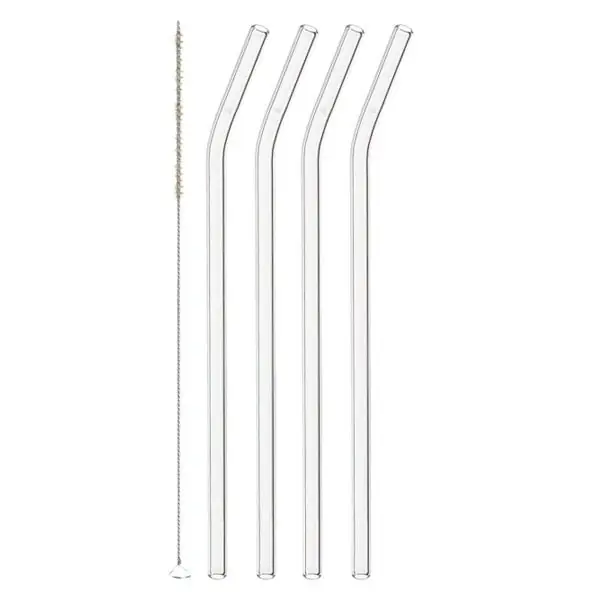 Leonardo Glastrinkhalme gebogen mit Bürste (23cm) (5-teilig) Echt