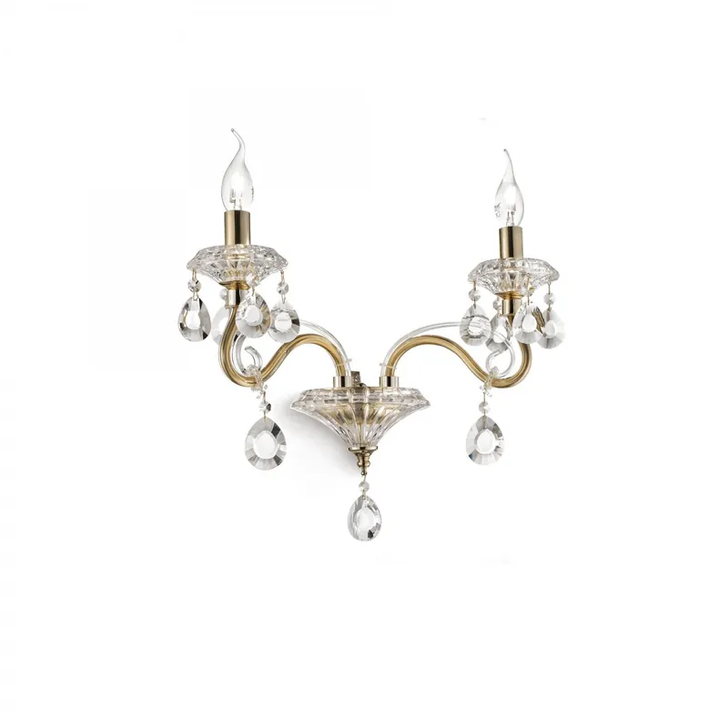 Ideal Lux 087757 Wandleuchte 2x40W Negresco | E14 - gold Abverkauf