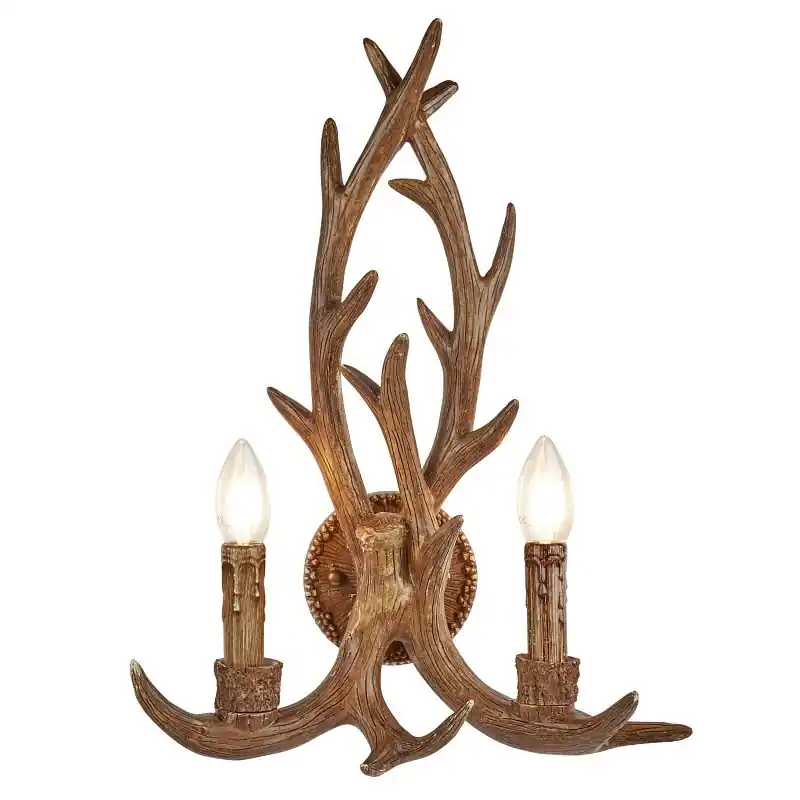 Garantierte Lieferung Searchlight 6412-2BR STAG Wandleuchte E14 2x7W