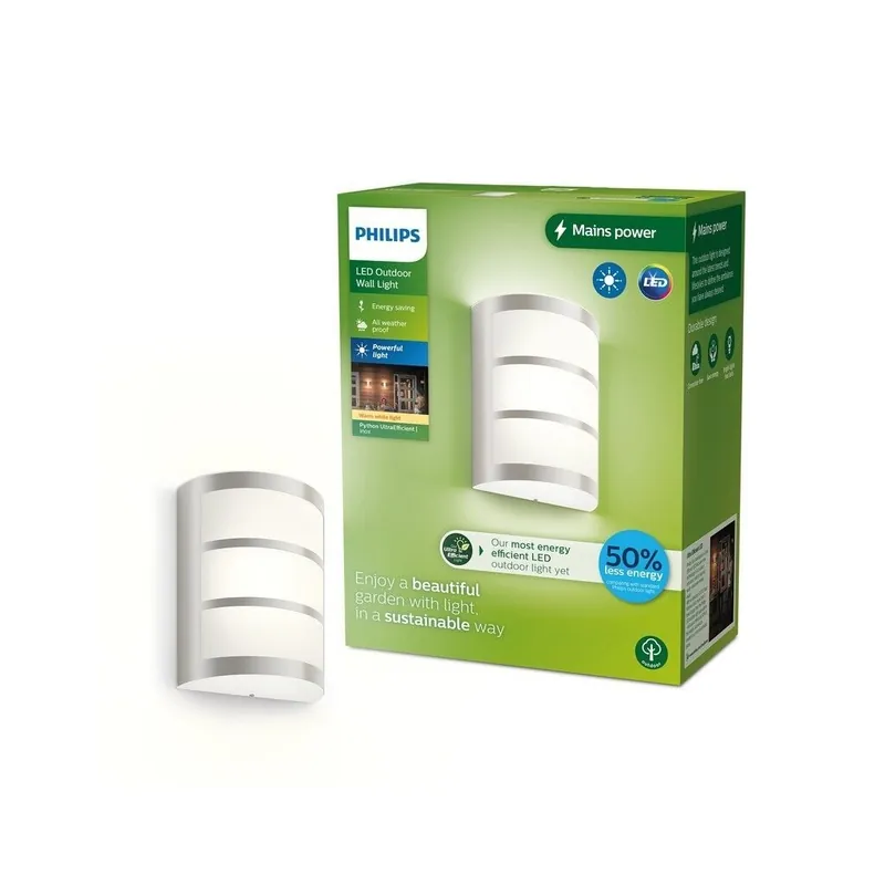 Hochwertig Philips 8720169263758 LED Außenwandleuchte Python | 3,8W integrierte LED-Quelle | 800lm | 2700K