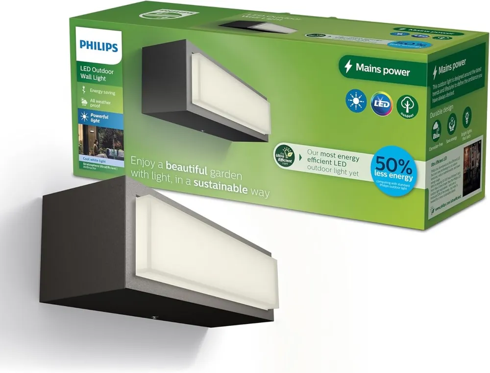 Philips 8720169263697 LED Außenwandleuchte Stratosphere | 3,8W integrierte LED-Quelle | 800lm | 2700K Exklusiv
