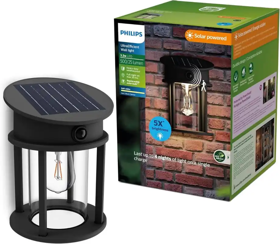 Sonderangebot Philips 8720169361928 LED solar Außenwandleuchte Geri| 3,2W integrierte LED-Quelle | 500lm | 4000K