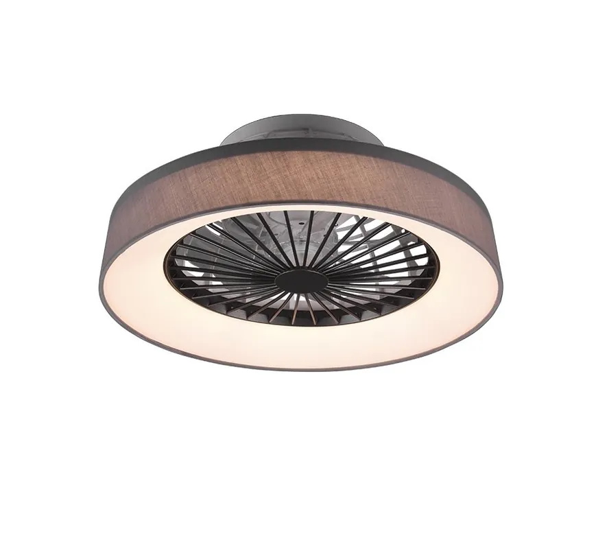 Echt Trio R62662111 LED-Deckenleuchte mit Ventilator Farsund 1x30w | 22200lm | 3000 - 6500K - separate Switches, Fernbedienung, dimmbar, 3 Geschwindigkeiten, Timer, Nachtmodus, Grau