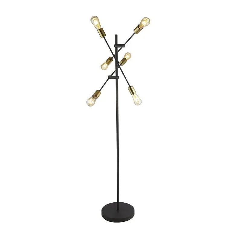 Searchlight EU8076-6BK Armstrong Stehlampe E27 6 x 60W Hochwertig