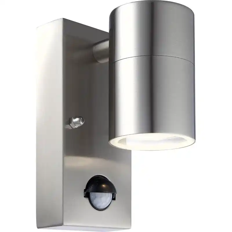 Globo 3201SL Außenwandleuchte Style mit Bewegungssensor 1x5W | GU10 LED | 210L | 3000K | IP44 - inklusive Leuchtmitteln, Edelstahl Online Kaufen