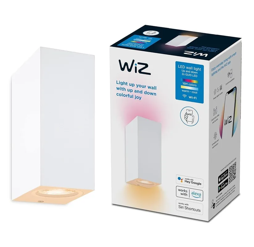 Mega-Angebot Wiz Colors 8719514554597 Wandleuchte 2xGU10 | 2x5W | 345lm | 2200-6500K | RGB - weiß