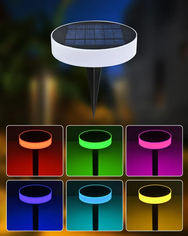Zertifiziert Immax NEO 07910L LED solar Erdspießleuchte ROUND | 1W integrierte LED-Quelle | 401lm | RGBK