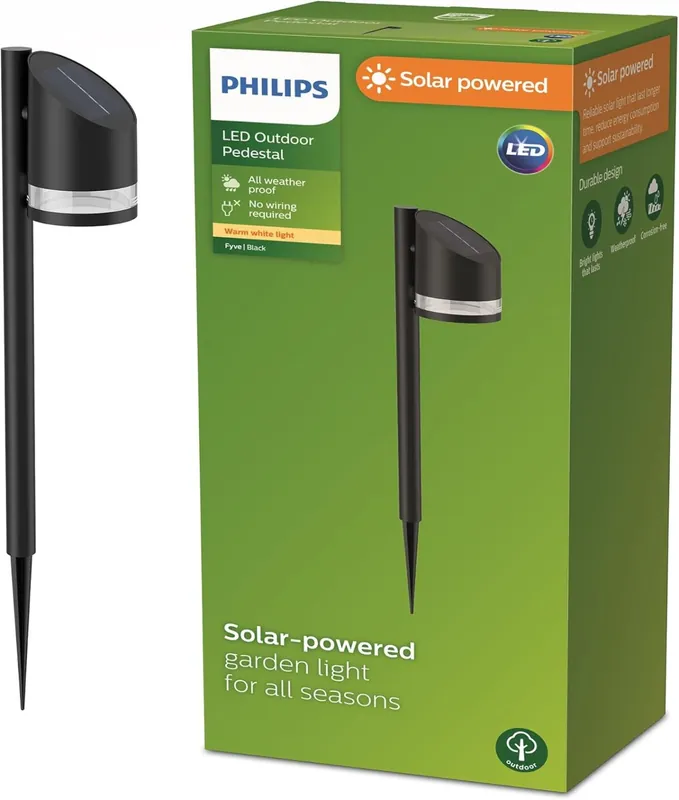 Jetzt Bestellen Philips 8720169265608 LED solar Erdspießleuchte Fyve | 1,5W integrierte LED-Quelle | 200lm | 2700K