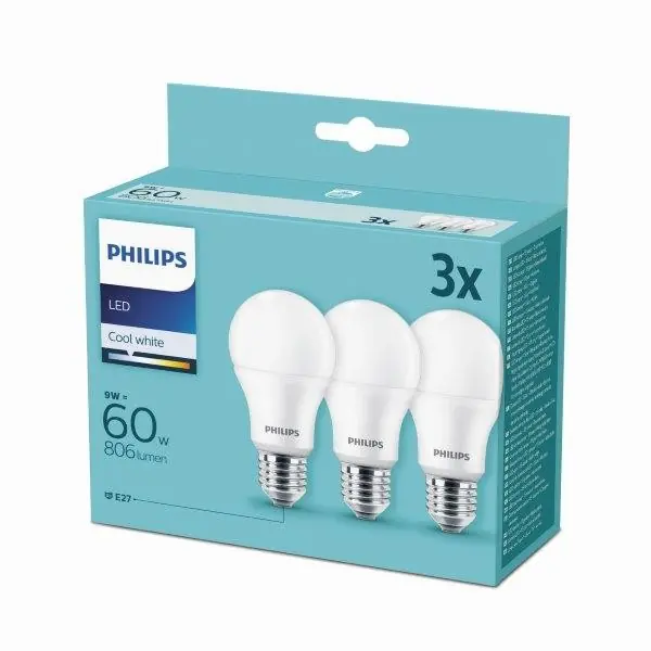 Abverkauf Philips 8718699694944 LED Lampe 1x9W 3 | E27 | 4000K - Dreierpack