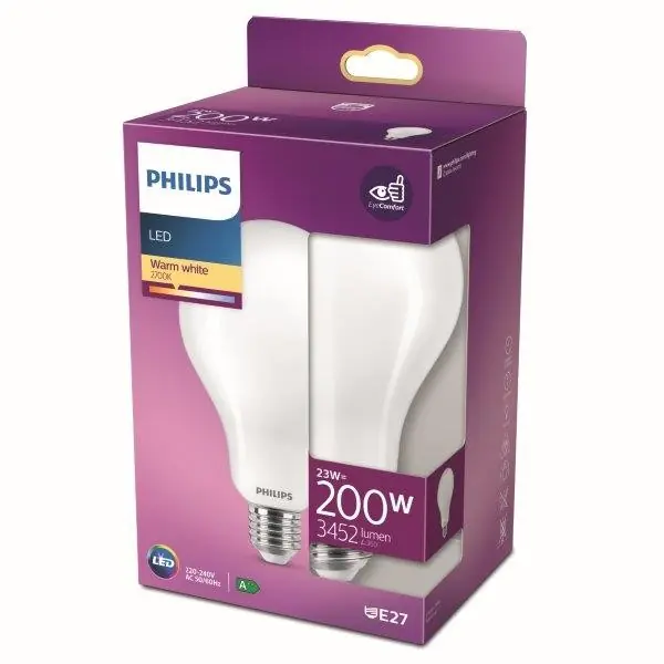 Philips 8718699764630 LED Lampe 1x23W | E27 | 3452lm | 2700K - warmweiß, matt weiß, EyeComfort Premium
