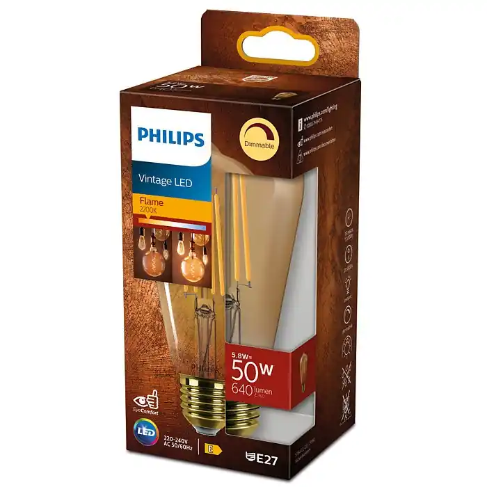 Ab Werk Philips 8719514337794 LED Vintage 1x5,8W / 50W | E27 | 640lm | 2200k | ST64 - dimmbar, golden