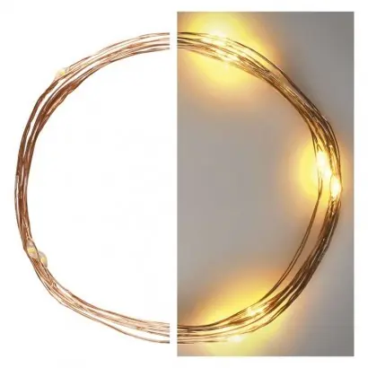 Aktuell Emos D3aw07 Weihnachten Nano Kette 1,9m 20 LED | 1,28w | 2xAA - warmweiß, Timer, Kupfer
