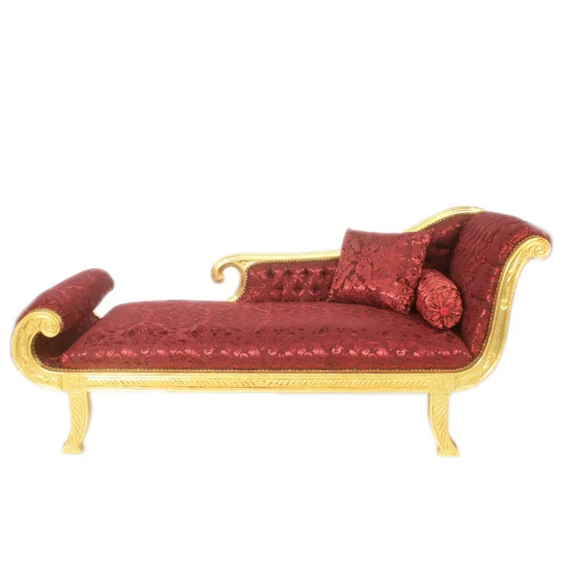 Casa Padrino Barock Chaiselongue Modell XXL Bordeaux Muster / Gold Rechte Seite - Antik Stil - Recamiere Wohnzimmer Möbel Sale