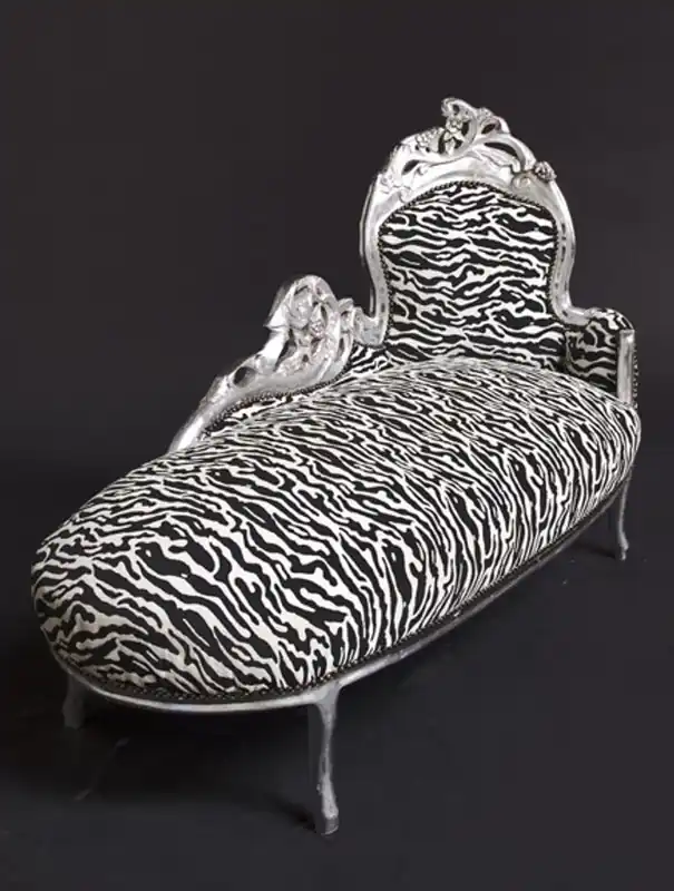 Barock Chaiselongue "King" Zebra/Silber Neu