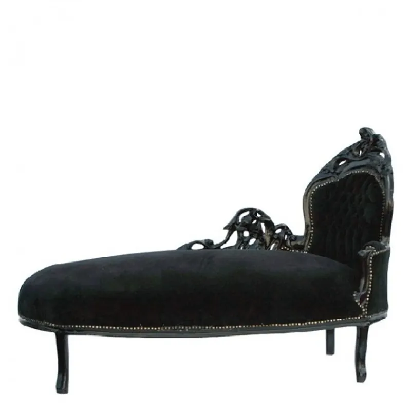 Wochenendangebot Barock Chaiselongue Schwarz/Schwarz