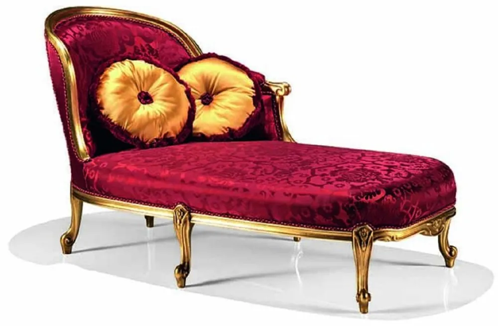 Zertifiziert Casa Padrino Luxus Barock Chaiselongue Bordeauxrot / Gold 160 cm - Made in Italy