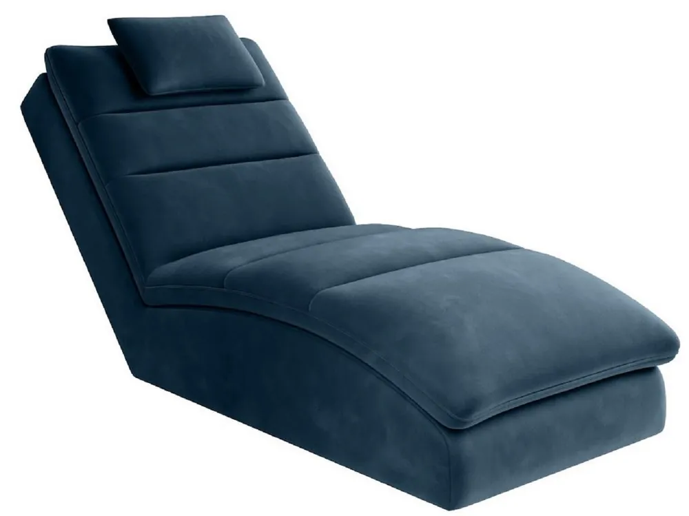 Casa Padrino Luxus Chaiselongue mit Kopfkissen Blau 85 x 170 x H. 92 cm - Wohnzimmer Liegesessel - Relexliege - Recamiere - Wohnzimmer Möbel - Luxus Möbel Online Kaufen