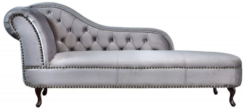 Chesterfield Recamiere / Chaiselongue Silbergrau aus dem Hause Casa Padrino - Wohnzimmer Liege Sofa Garantierte Lieferung