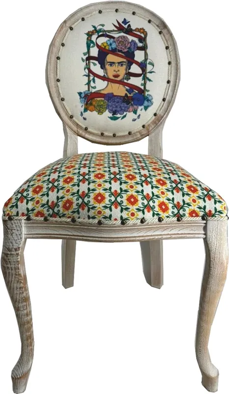 Frida Kahlo by Casa Padrino Luxus Barock Esszimmer Stuhl Weiß / Bunt / Antik Weiß Kostenloser Versand