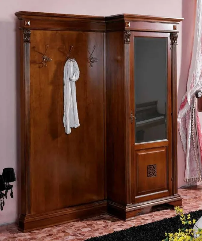 Original Casa Padrino Luxus Barock Garderobe mit Schrank Braun - Massivholz Garderobe im Barockstil - Luxus Garderoben Möbel im Barockstil - Luxus Qualität - Made in Italy