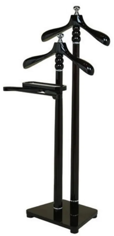 Original Casa Padrino Luxus Doppel Dressboy Schwarz / Silber 50 x 44 x H. 126 cm - Kleiderständer - Garderobenständer - Stummer Diener - Schlafzimmer Accessoires - Hotel Accessoires
