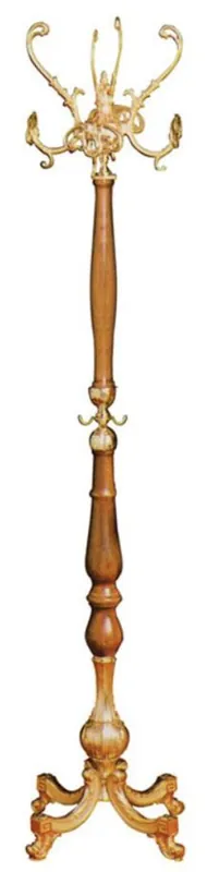 Zertifiziert Casa Padrino Luxus Barock Garderobenständer Gold / Braun 45 x 45 x H. 175 cm - Edler Messing Kleiderständer - Barock Hotel Garderoben Möbel
