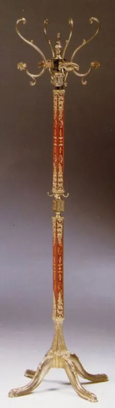 Casa Padrino Luxus Barock Garderobenständer Gold / Rot 40 x 40 x H. 175 cm - Edler Messing Kleiderständer - Barock Hotel Garderoben Möbel Letzte Chance