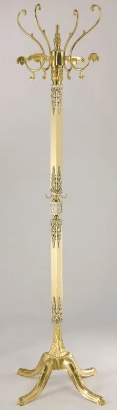 Casa Padrino Luxus Barock Garderobenständer Gold / Cremefarben / Silber 40 x 40 x H. 178 cm - Edler Messing Kleiderständer - Barock Hotel Garderoben Möbel Nur Heute