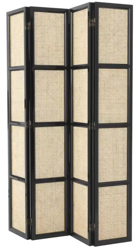 Premium Casa Padrino Luxus Raumteiler Schwarz / Naturfarben 163 x H. 225 cm - Limited Edition