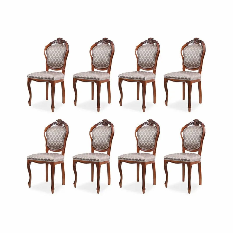 Kostenfreie Lieferung Casa Padrino Luxus Barock Esszimmer Stuhl 8er Set mit Muster Grau / Braun H. 102 cm